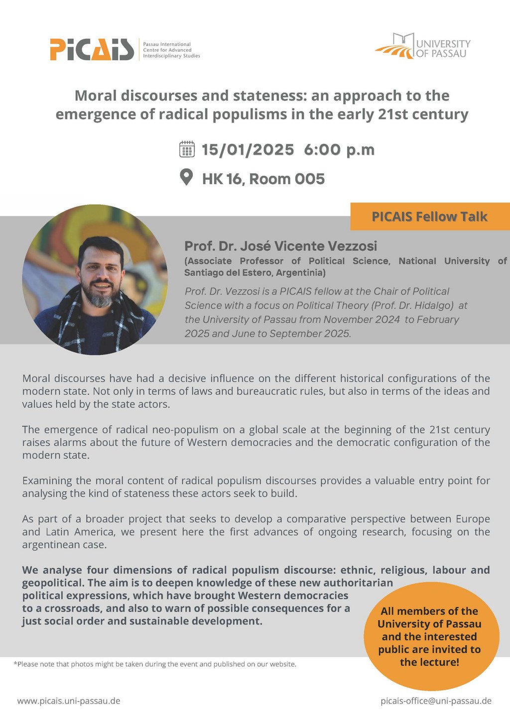 Fellow Talk Flyer Professor Vezossi