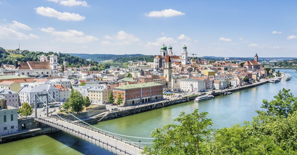 View of Passau, as seen from the Oberhaus castle hill