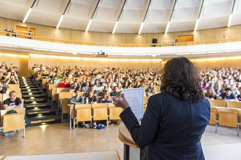 Lecturer in auditorium